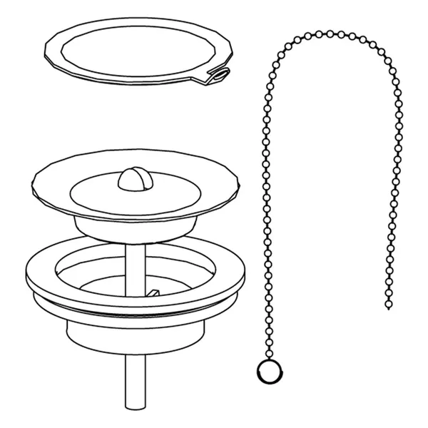 Servantventil med ring, kjede og propp
