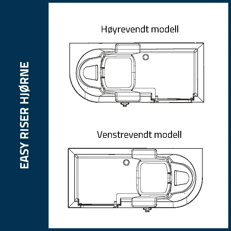 Easy Riser badekar med glassdør, hjørne
