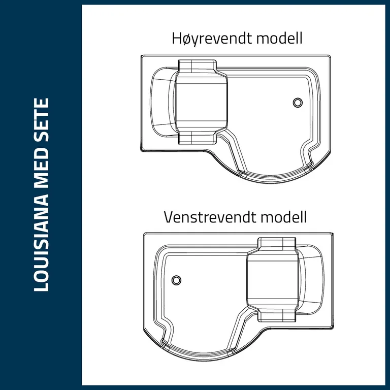 Louisiana badekar med glassdør og sete